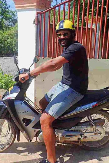 James on a motorbike in Kampot