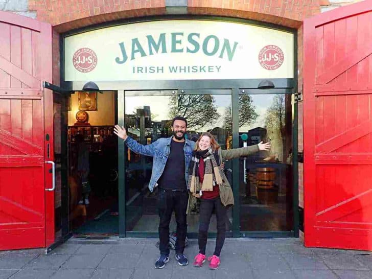 James and Sarah in front of Jameson Whiskey Distillery Midleton