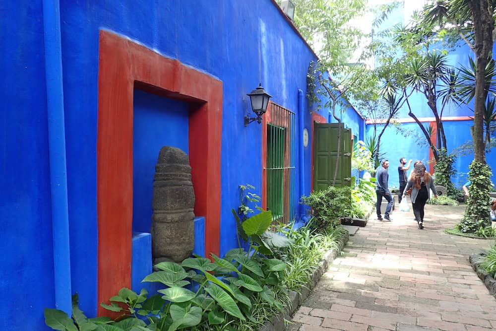 Blue walls of inside Frida Kahlo museum