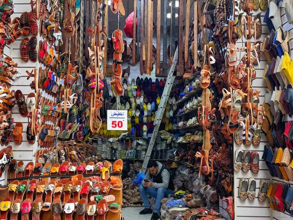 Shoe stall in Rabat Medina