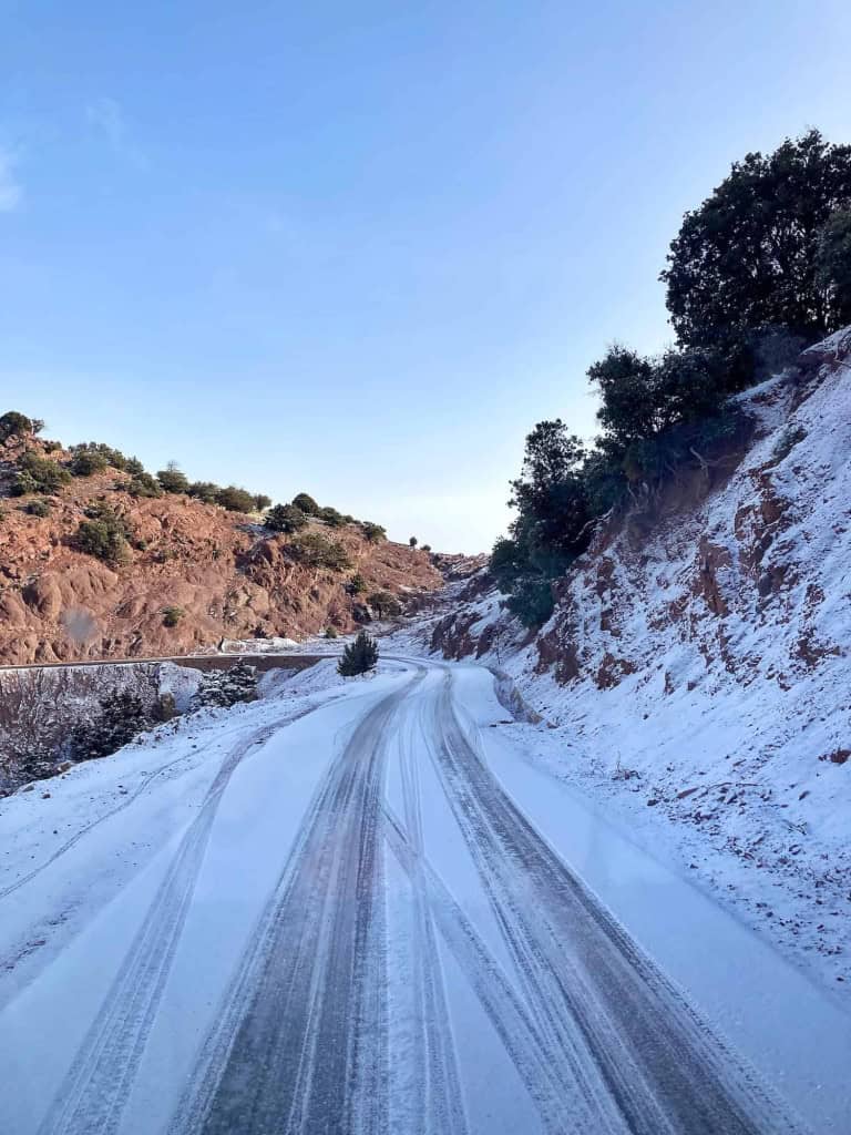 Snowy Road Anti Atlas Mountains