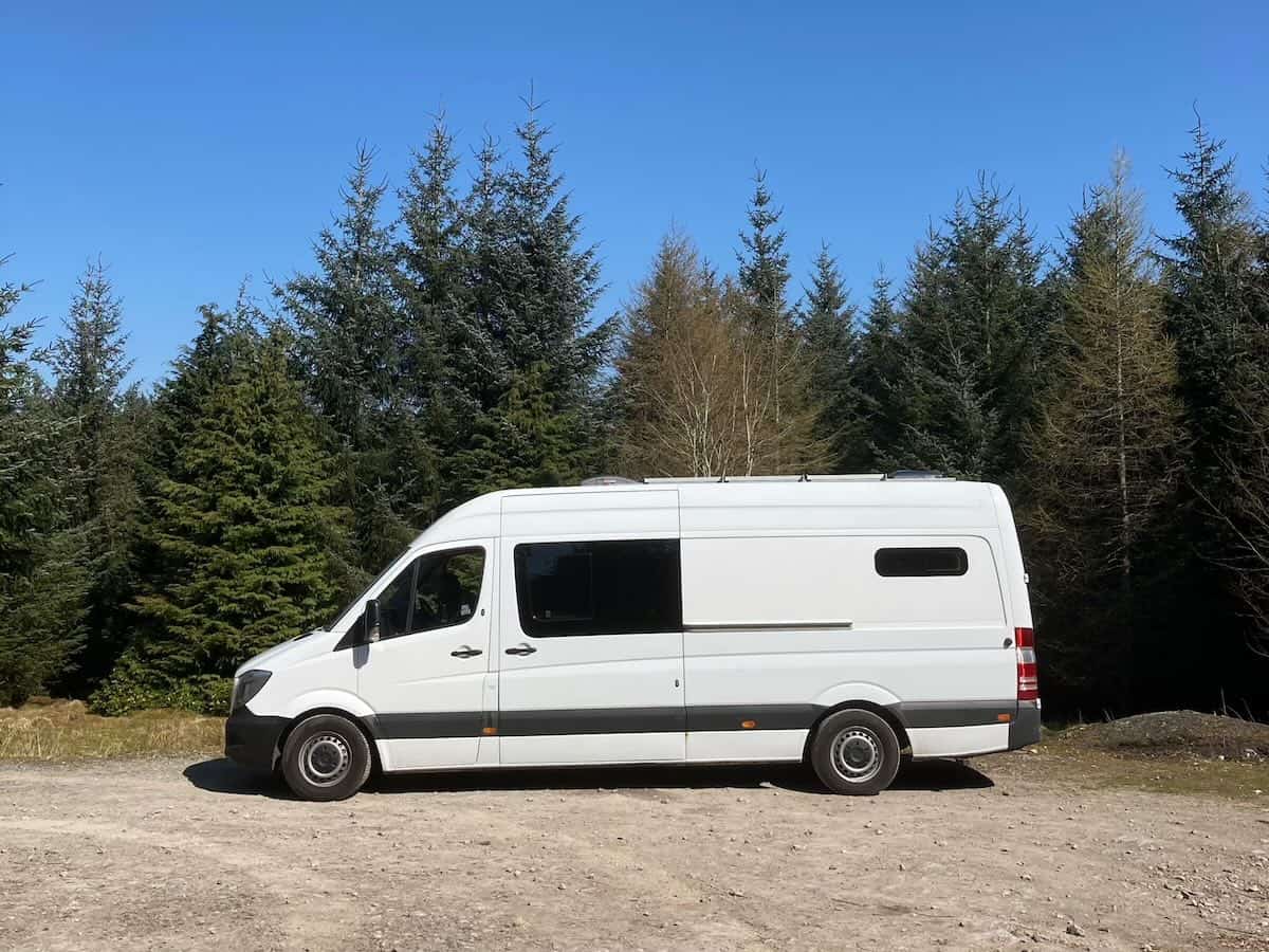 White campervan parked up